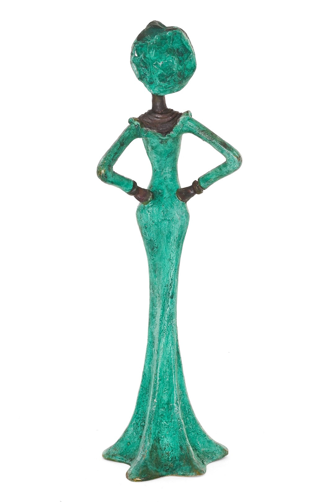 Poised in Emerald Burkina Bronze Sculpture