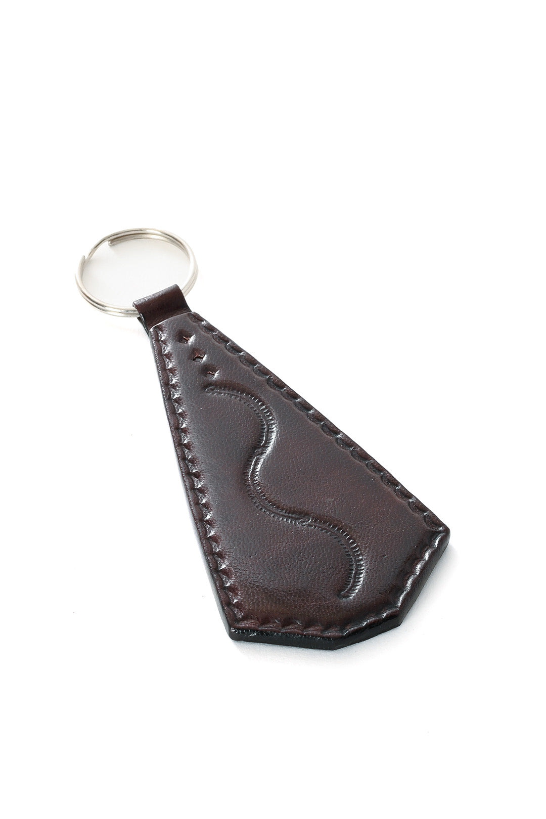 Brown Stamped Leather Key Ring