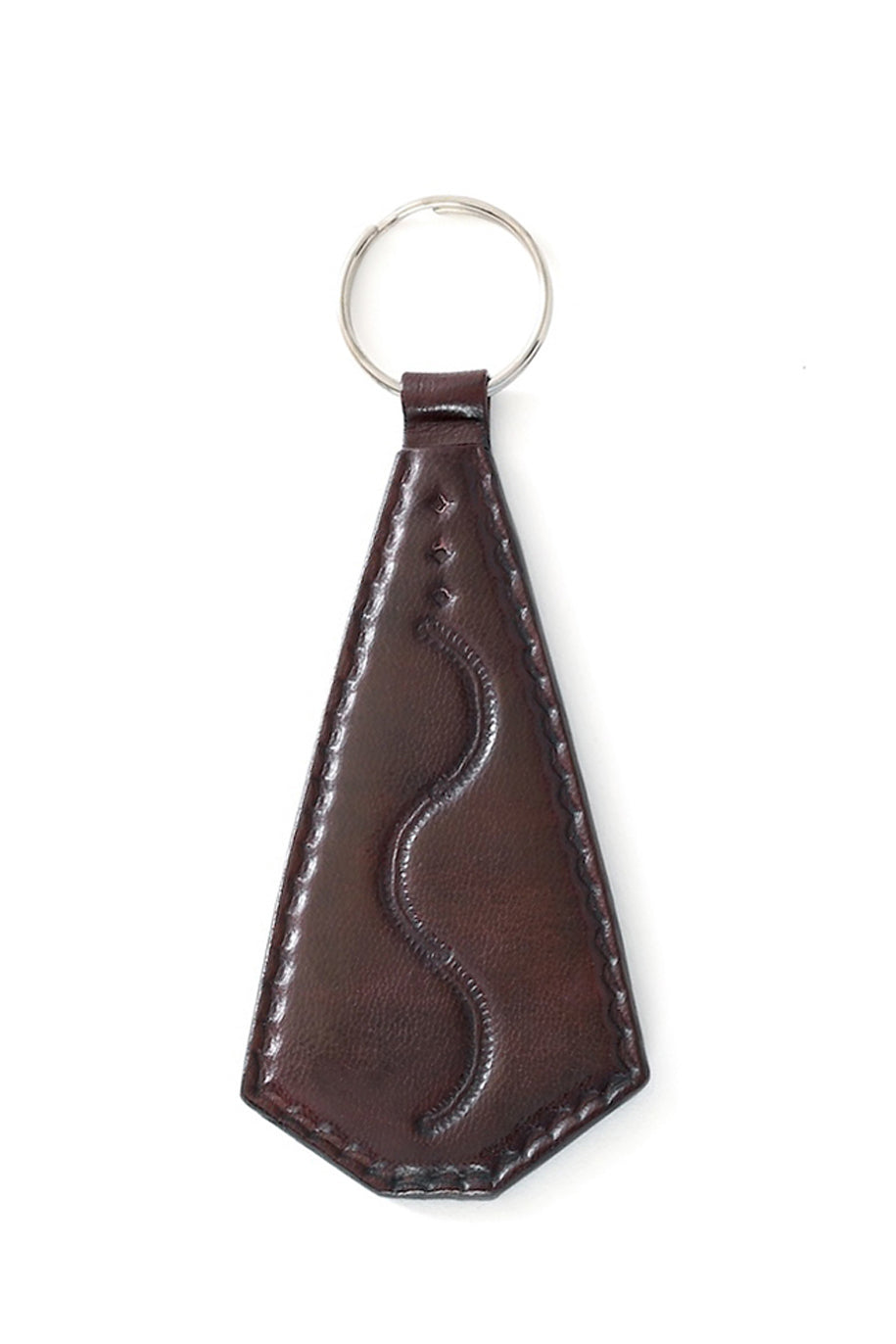 Brown Stamped Leather Key Ring