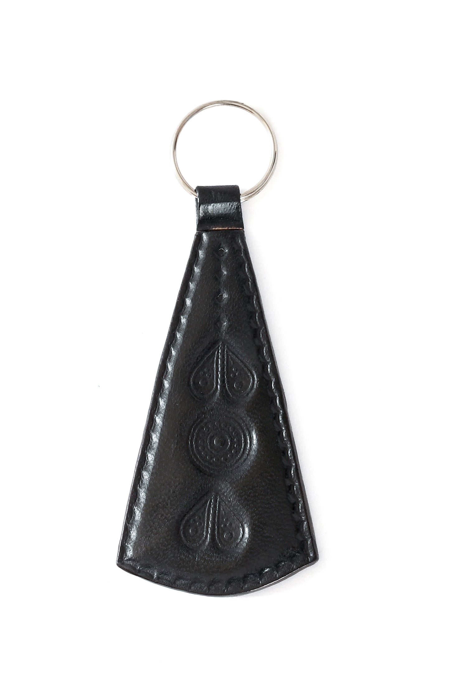 Black Stamped Leather Key Ring