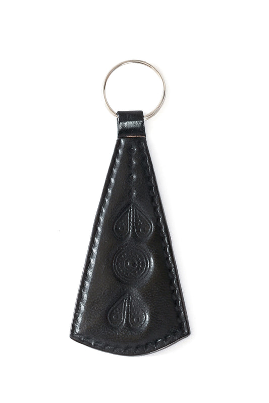 Black Stamped Leather Key Ring