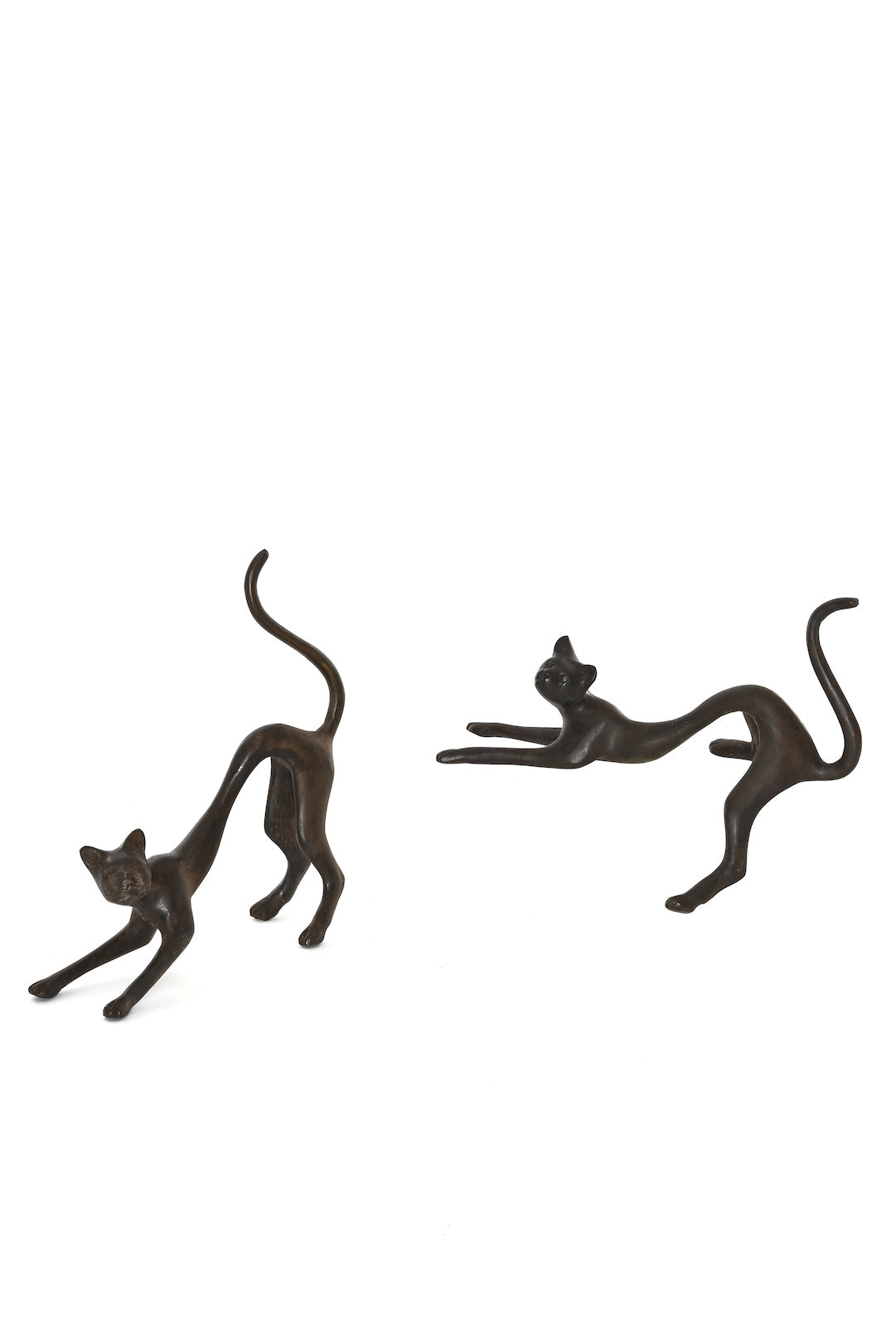 One-of-a-Kind Bronze Lounging Cat Sculpture