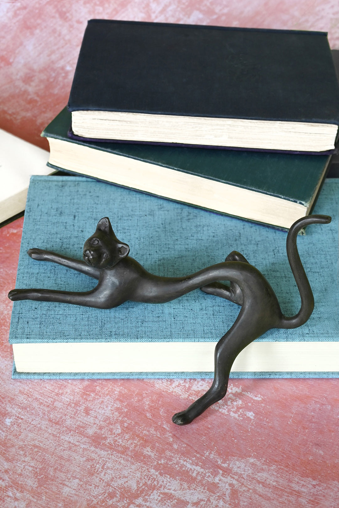 One-of-a-Kind Bronze Lounging Cat Sculpture