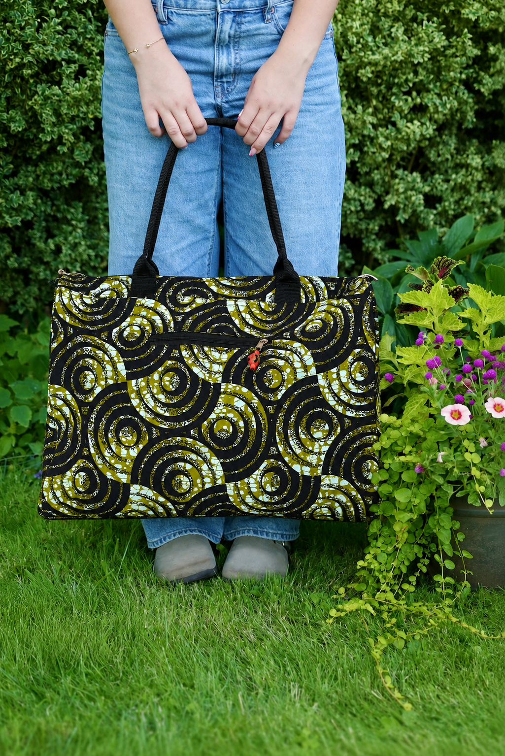African Wax Cloth Overnighter Duffle Bag - One of a Kind