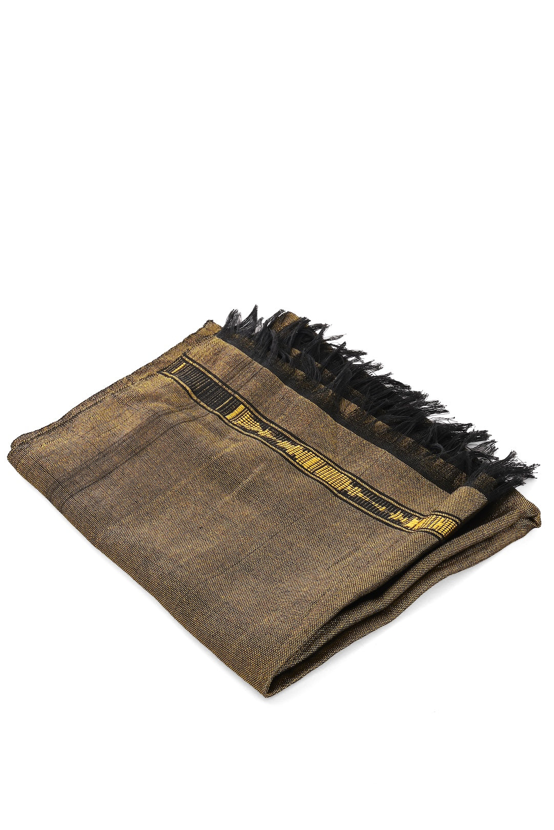 Shimmering Olive Light Cotton Shawl from Ethiopia - One of a Kind