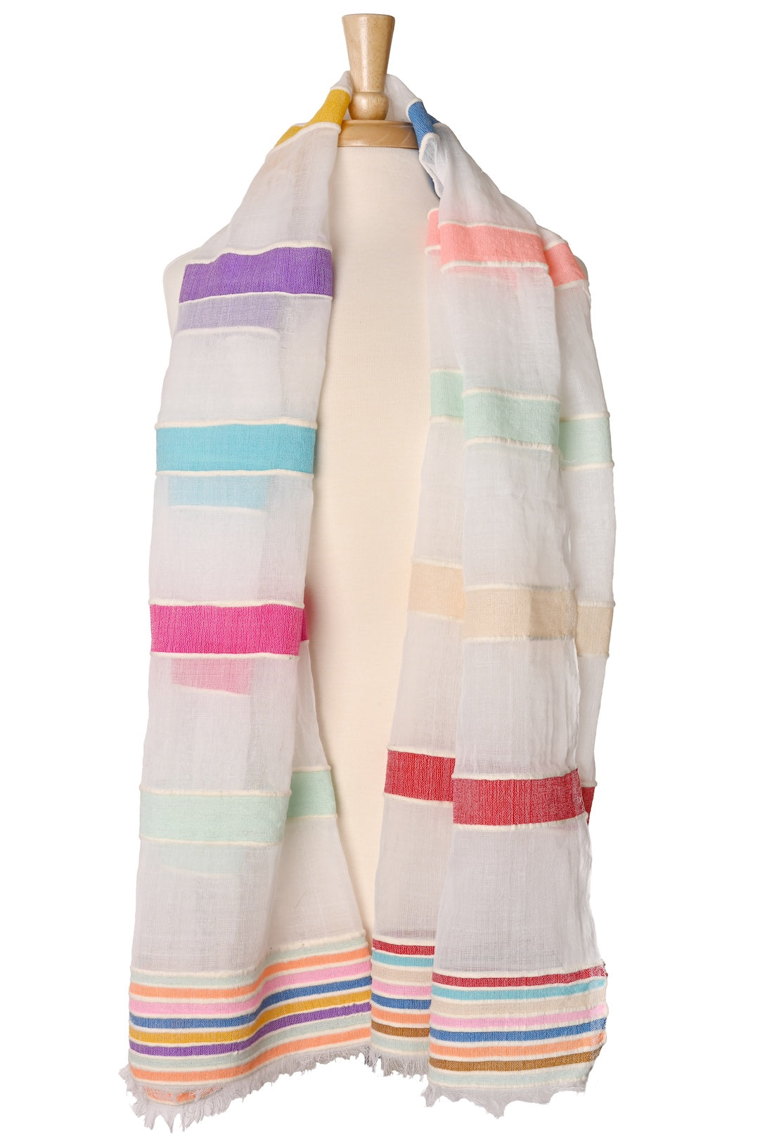 Candy Stripe Light Cotton Shawl from Ethiopia - Limited Edition