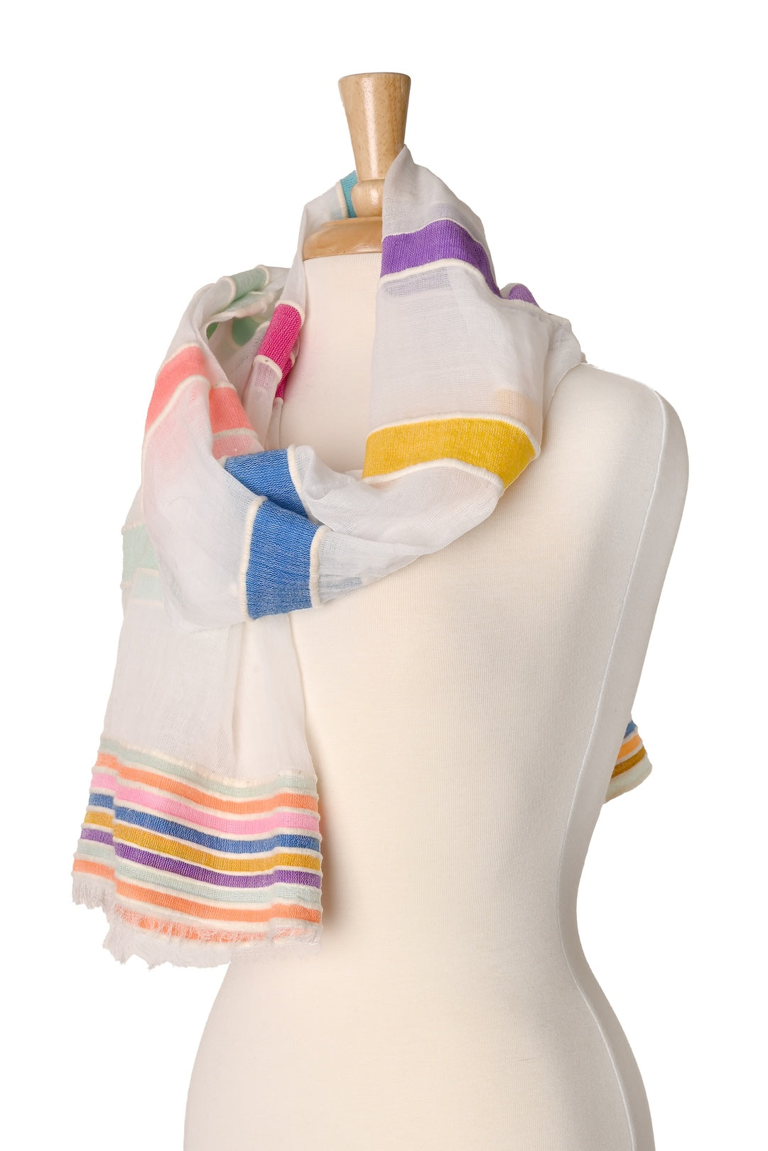 Candy Stripe Light Cotton Shawl from Ethiopia - Limited Edition