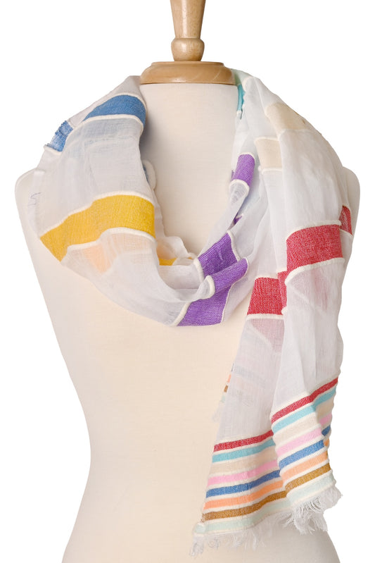 Candy Stripe Light Cotton Shawl from Ethiopia - Limited Edition