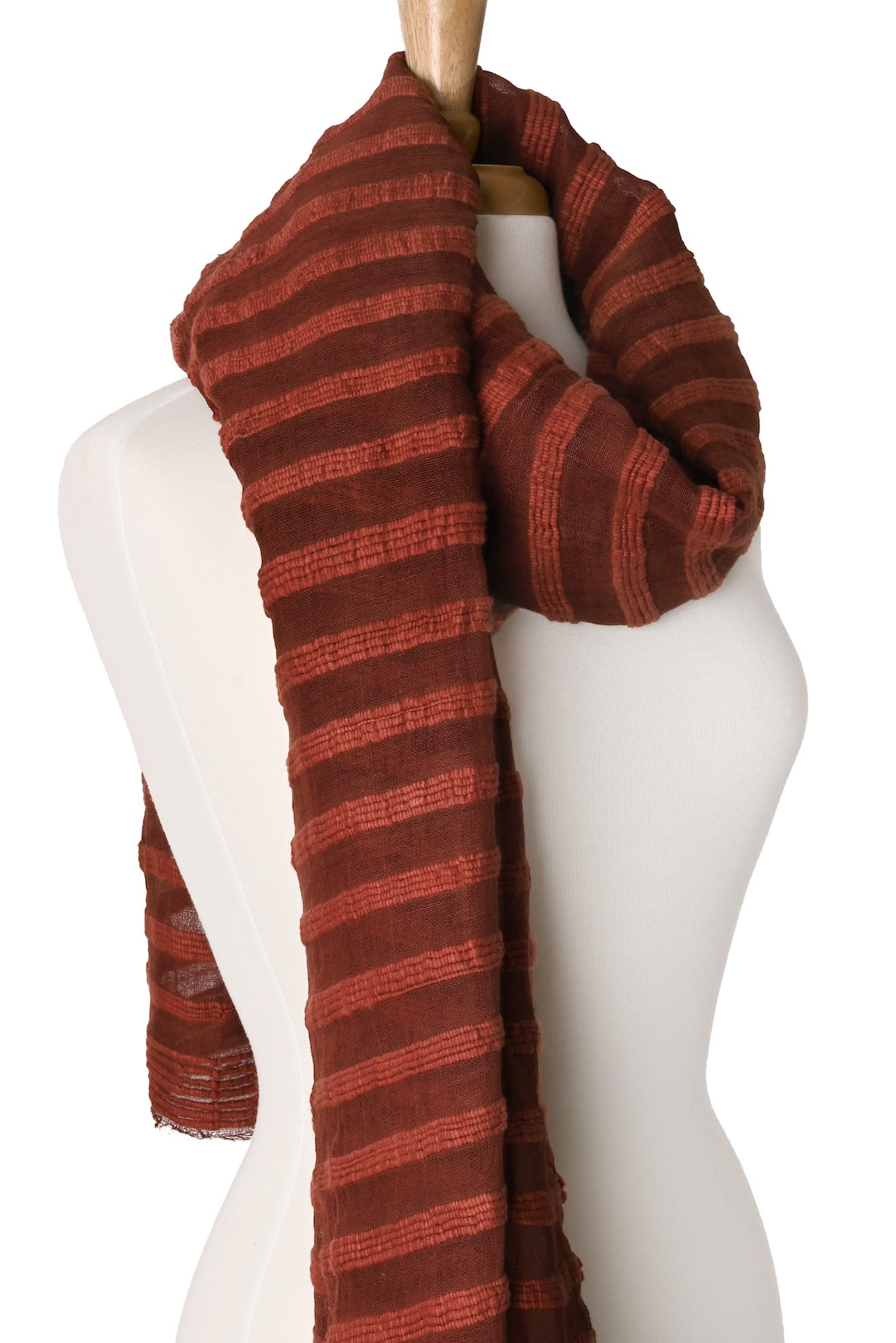 Burnished Clay Light Cotton Shawl from Ethiopia - One of a Kind