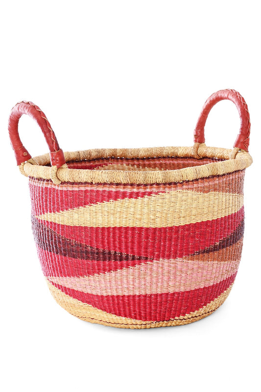 Shades or Red Triangle Design Double Handle Bolga Basket