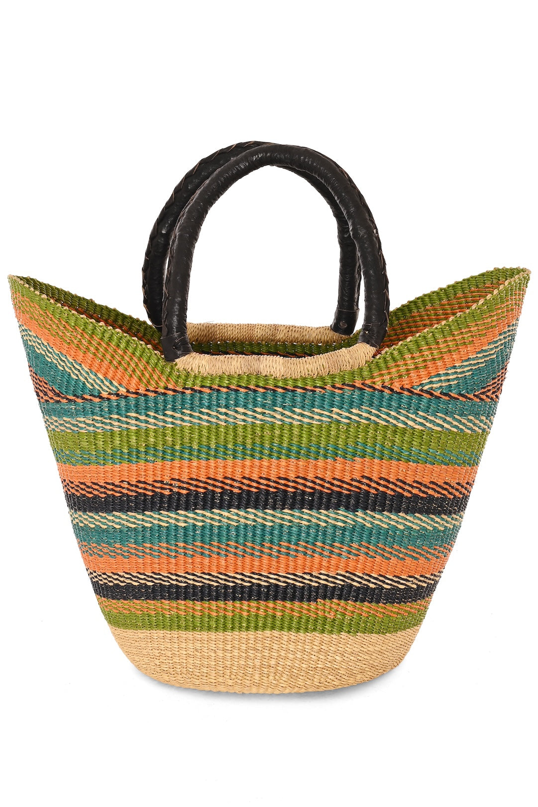 One of a Kind Colorful Wing Shopper with Leather Handles