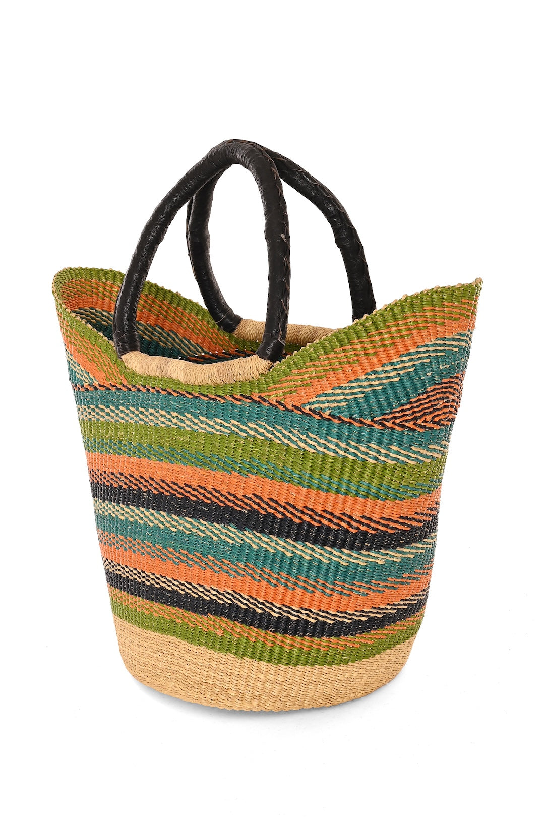 One of a Kind Colorful Wing Shopper with Leather Handles