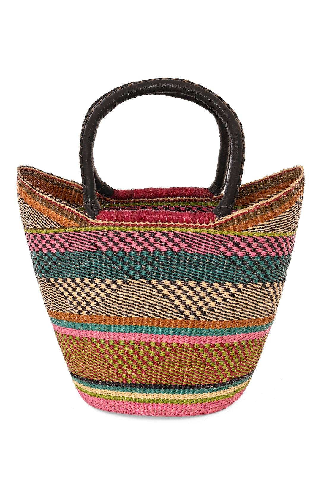 One of a Kind Colorful Wing Shopper with Leather Handles