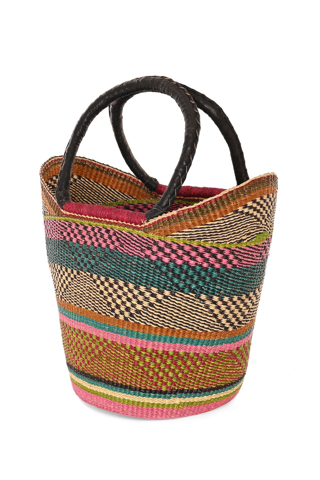 One of a Kind Colorful Wing Shopper with Leather Handles