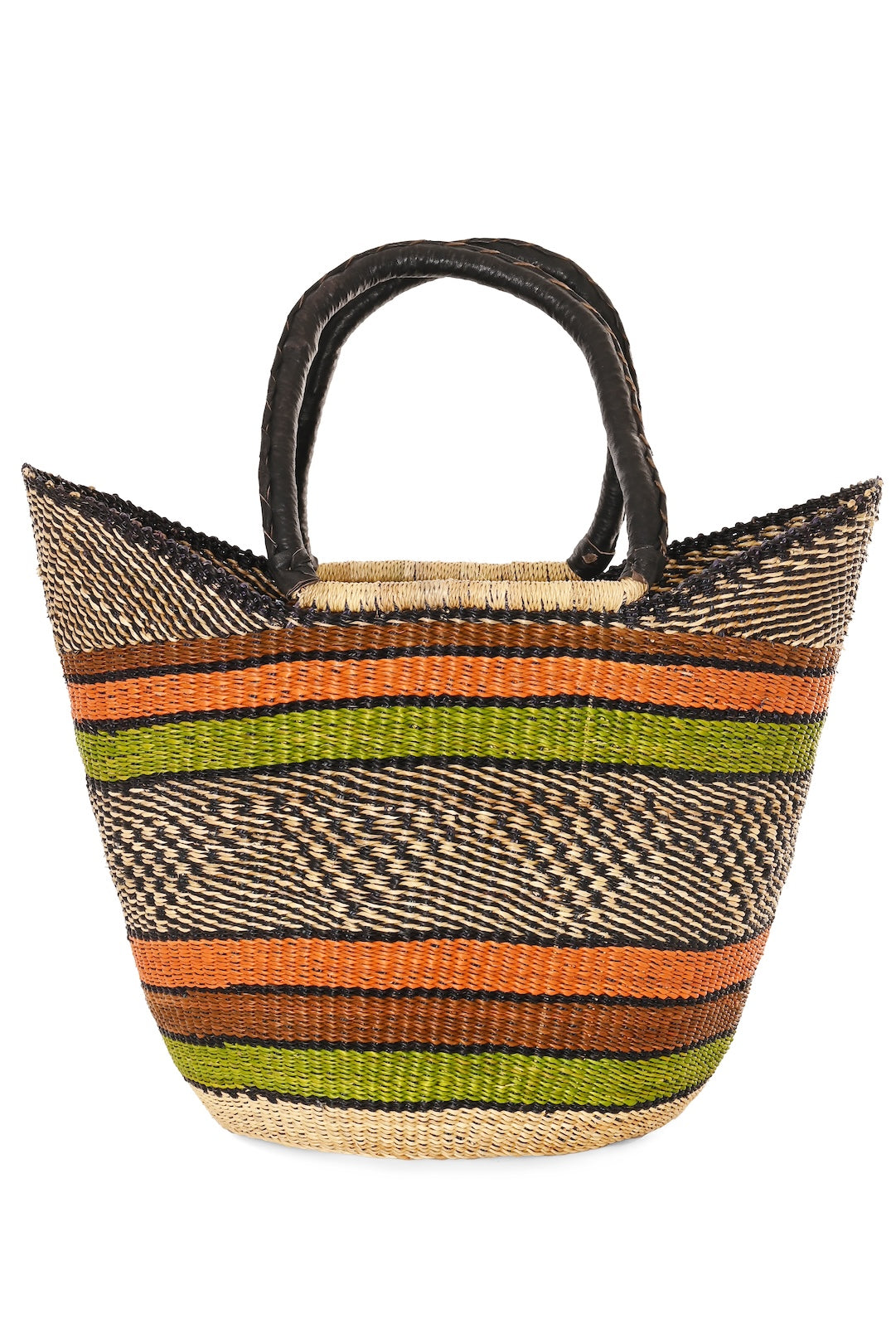 One of a Kind Colorful Wing Shopper with Leather Handles