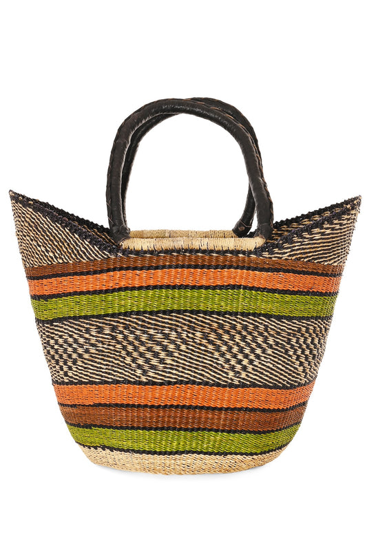 One of a Kind Colorful Wing Shopper with Leather Handles