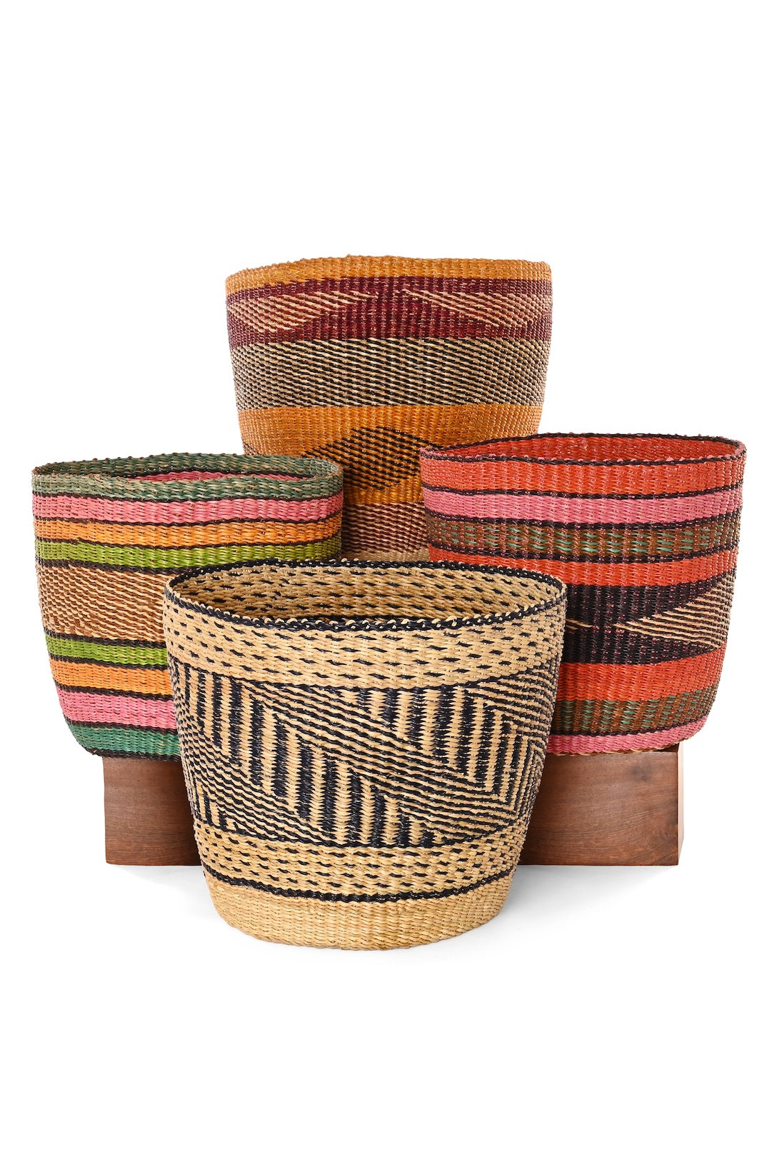One-of-a-Kind Inky and Natural Bolga Bin Basket