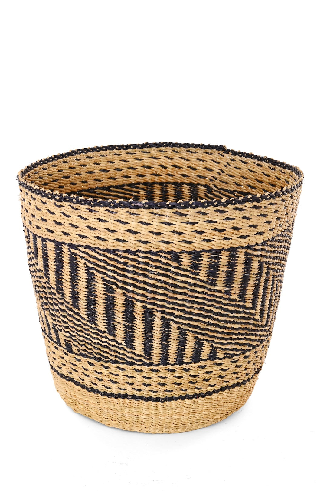 One-of-a-Kind Inky and Natural Bolga Bin Basket