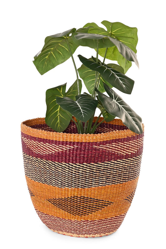 One-of-a-Kind Colorful Bolga Bin Basket