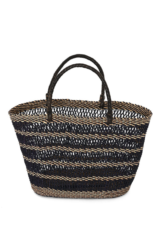 Moonlight Lace Weave Short Shopper with Leather - One of a Kind