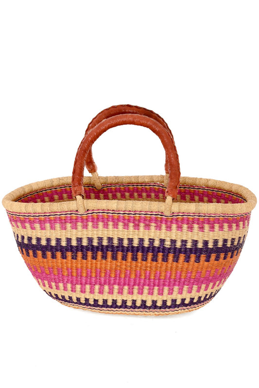 One of a Kind Colorful Handwoven Oval Picnic Basket