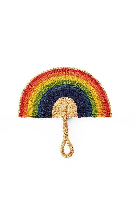 Rainbow Elephant Grass Half-Moon Hand Fan