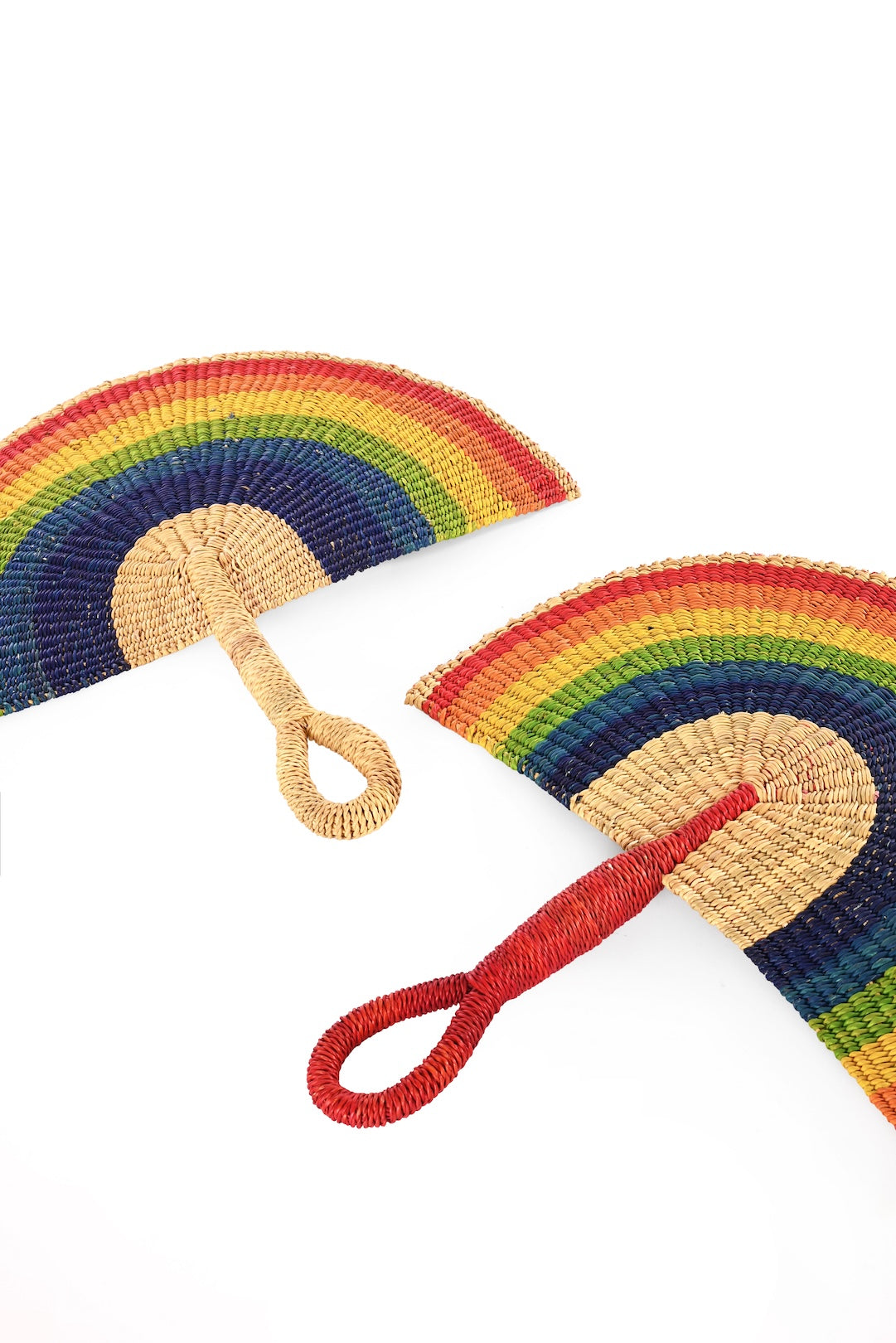 Rainbow Elephant Grass Half-Moon Hand Fan