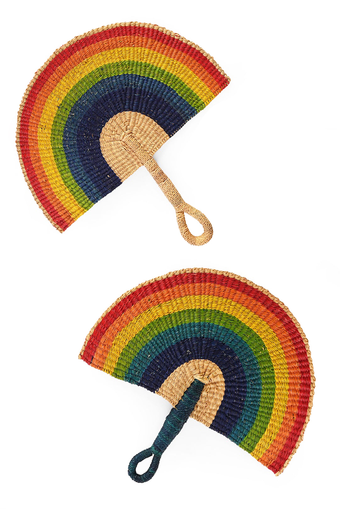 Rainbow Elephant Grass Half-Moon Hand Fan