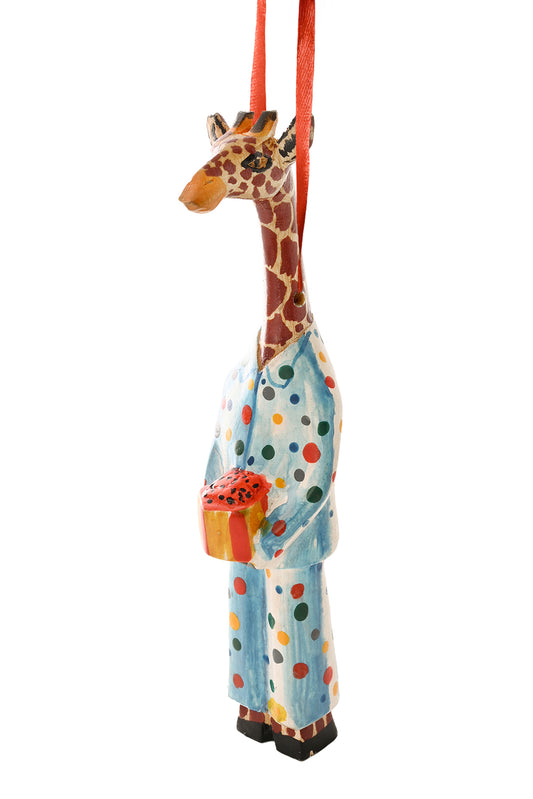 Jacaranda Giraffe in Pajamas Christmas Tree Ornament