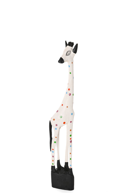 Jacaranda Rainbow Polka Dots Giraffe Sculptures - White
