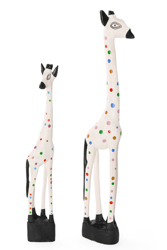 Jacaranda Rainbow Polka Dots Giraffe Sculptures - White