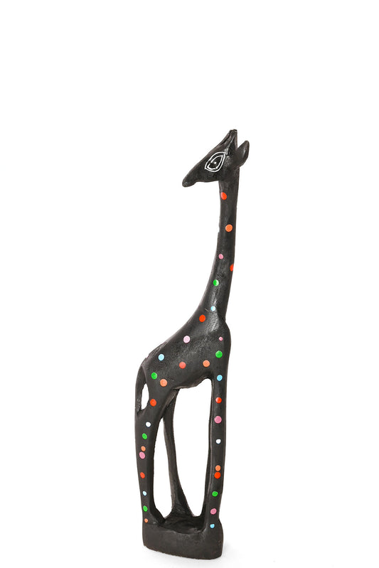 Jacaranda Rainbow Polka Dots Giraffe Sculptures - Black