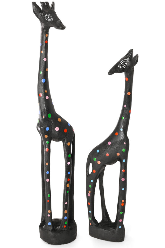 Jacaranda Rainbow Polka Dots Giraffe Sculptures - Black