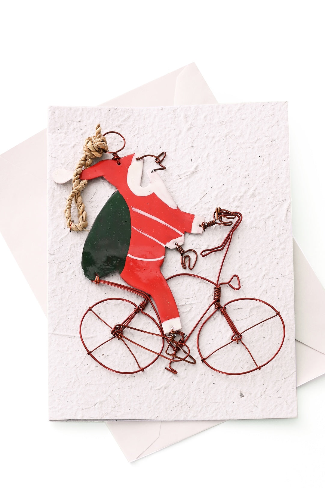 Recycled Metal Santa Note Card with Detachable Ornament