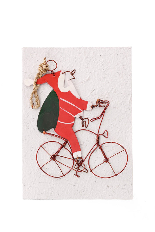 Recycled Metal Santa Note Card with Detachable Ornament