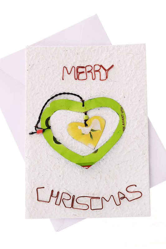 Recycled Metal Heart Note Card with Detachable Ornament