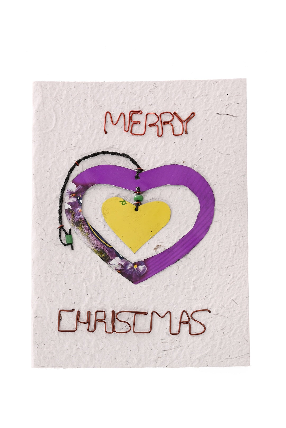 Recycled Metal Heart Note Card with Detachable Ornament