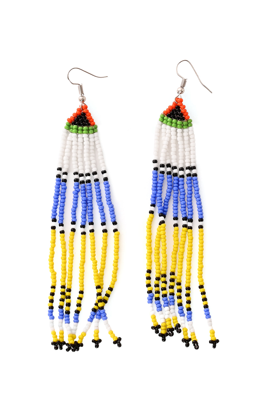 Color-Block Beaded Fringe Earrings