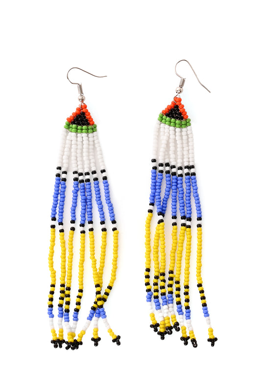 Color-Block Beaded Fringe Earrings
