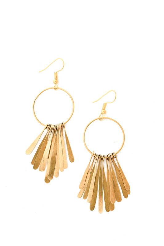 Onyesha Brass Fringe Earrings from Kenya