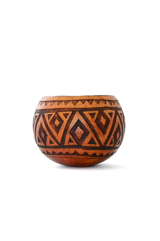Small Geometric Etched Calabash Vessel - Assorted Designs