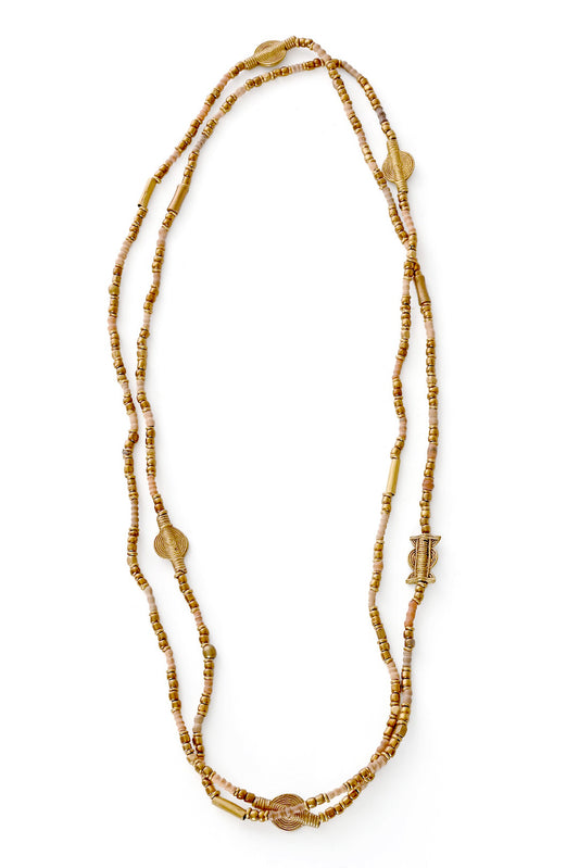 Extra Long Beaded Wrap Necklace - Neutral
