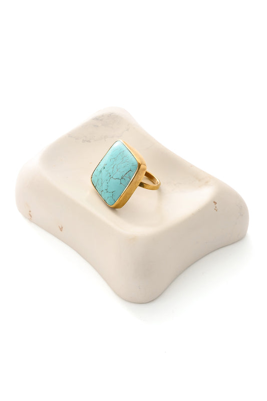 Kenyan Brass and Stone Wayfarer Ring