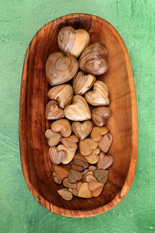 Hand Carved Wild Olive Wood Hearts