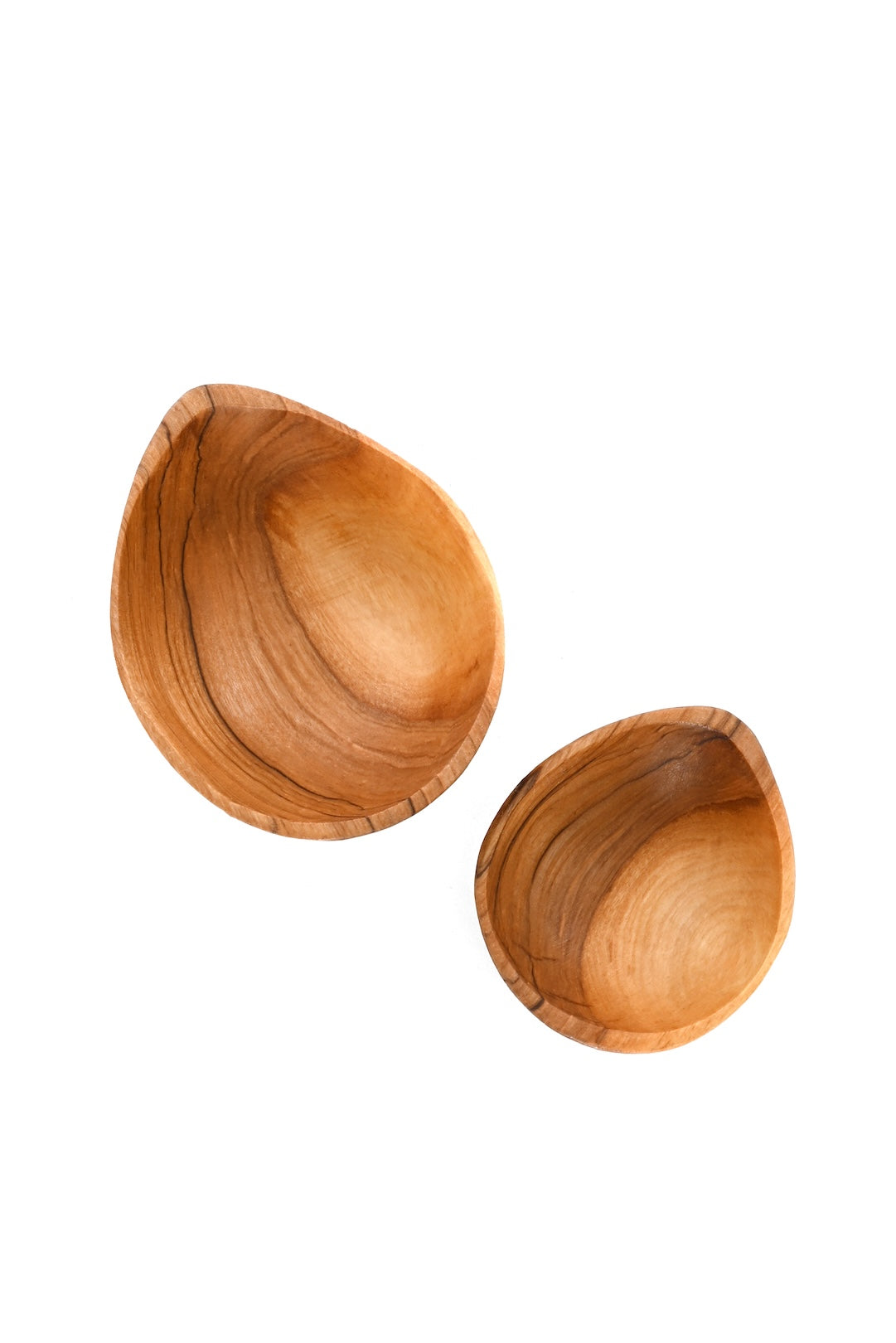 Petal-Shaped Olive Wood Serving Cups