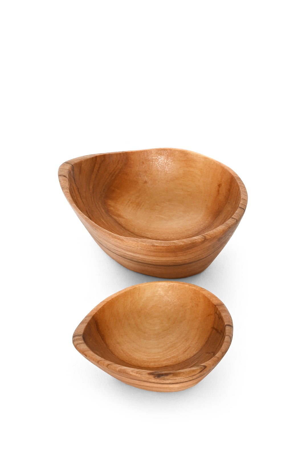 Petal-Shaped Olive Wood Serving Cups
