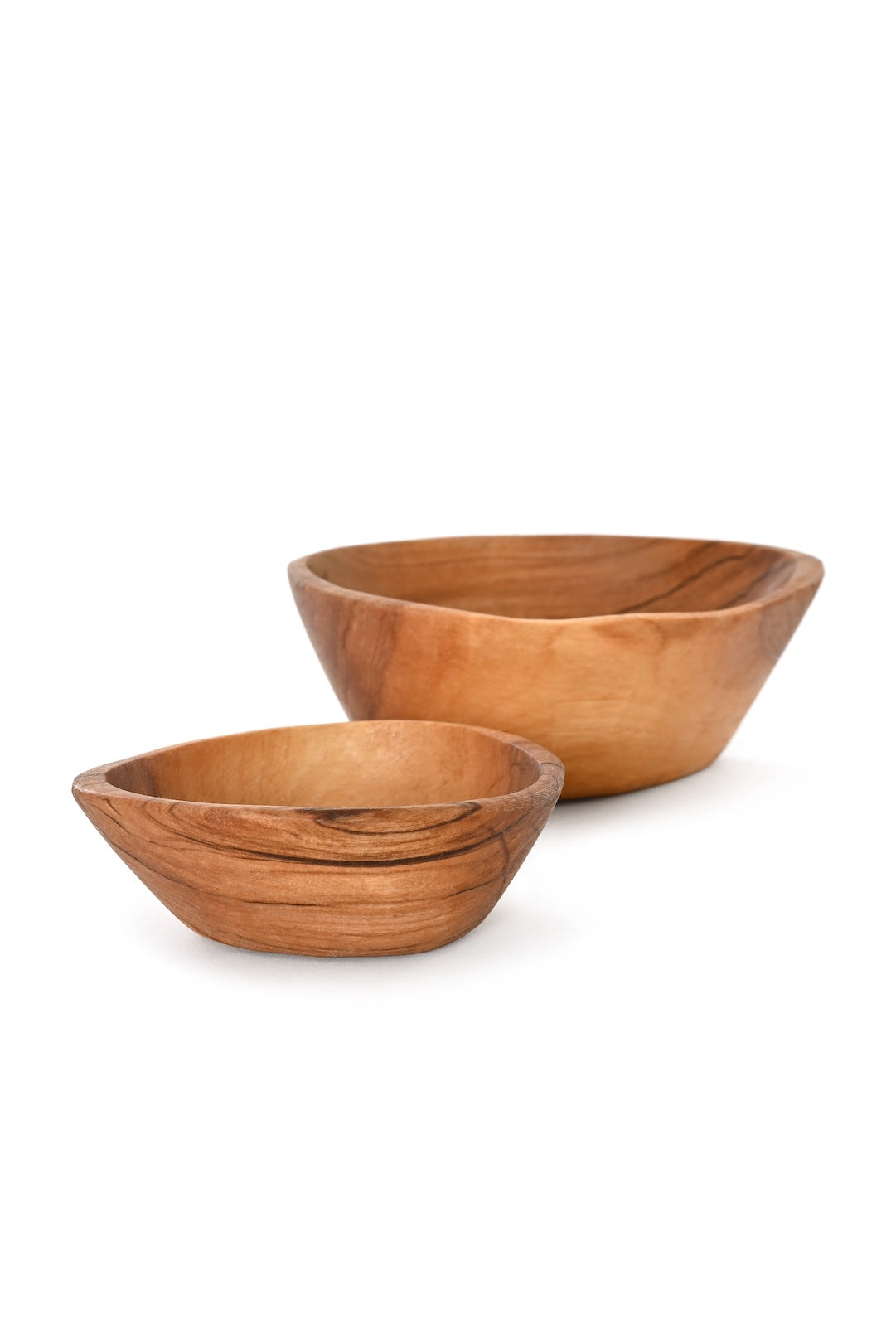 Petal-Shaped Olive Wood Serving Cups