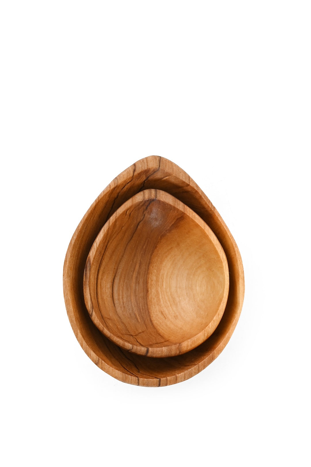 Petal-Shaped Olive Wood Serving Cups