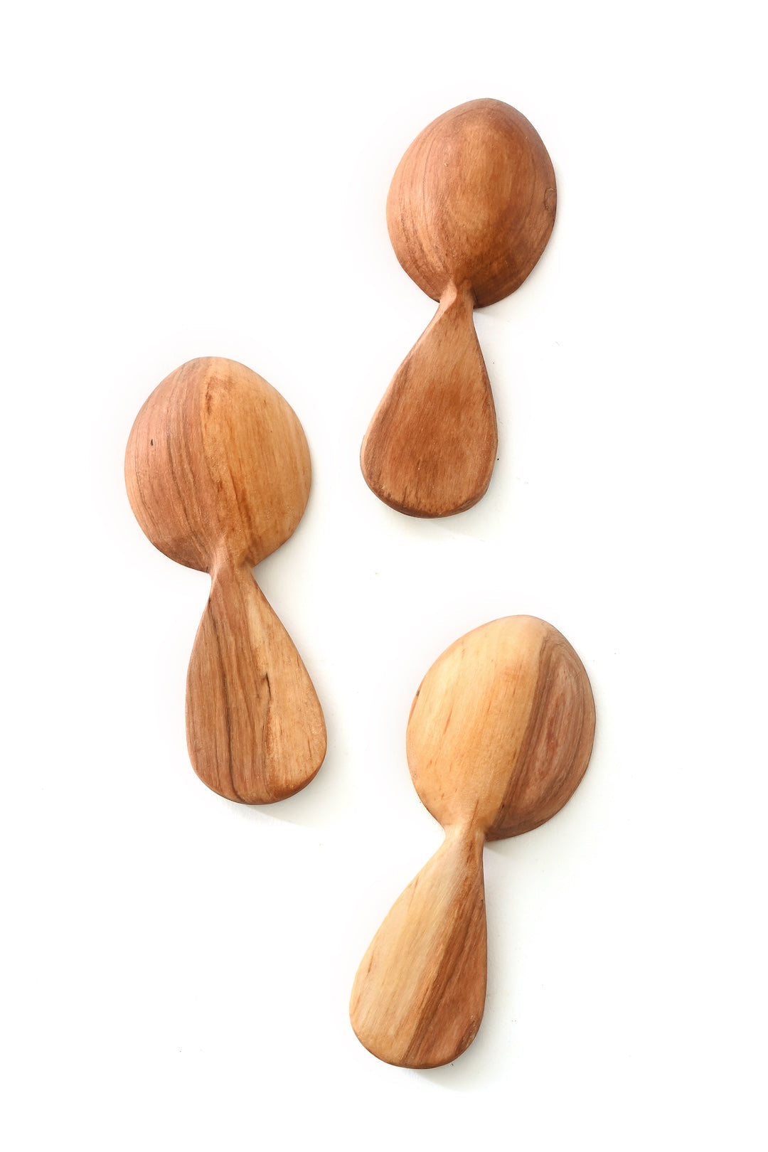 Olive Wood Fig Sugar Spoon with Etched Bone Handle
