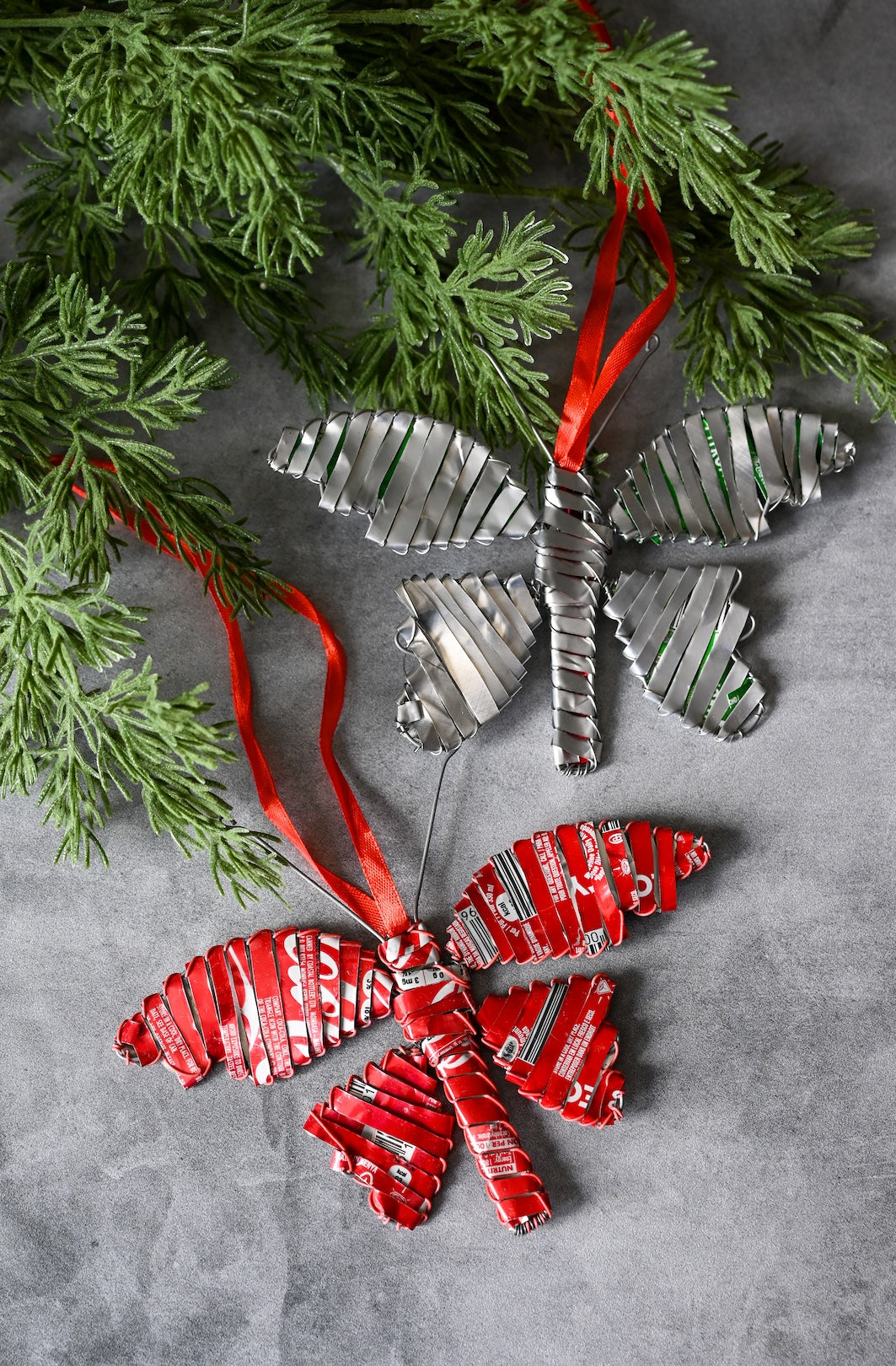 Silver Recycled Aluminum Can Butterfly Ornament